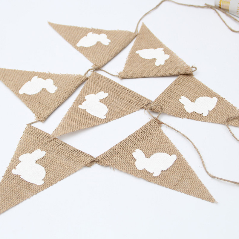 2M 7 vėliavėlės Vintažinis audeklas Lininis ryšulas Vėliavos Vėliavos Linksmų Velykų papuošimams Kiškučio vakarėlio girliandos papuošimas saldainių batonėlis