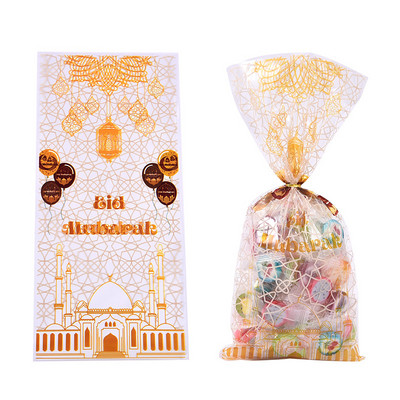 5-50 vnt Eid Mubarako dovanų maišeliai Plastikiniai sausainių saldainių krepšiai Ramadan Kareem Decor 2023 Islamo musulmonų vakarėlio reikmenys Eid Al-fitr dovana