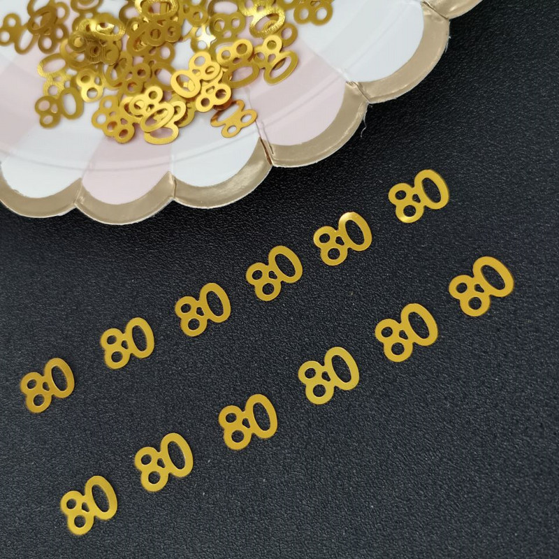 15 grami, numurs 80, galda konfeti 80. gadadienas svinību pasākums Vecvecāku dzimšanas diena Scartter sequins DIY ballīšu piederumi