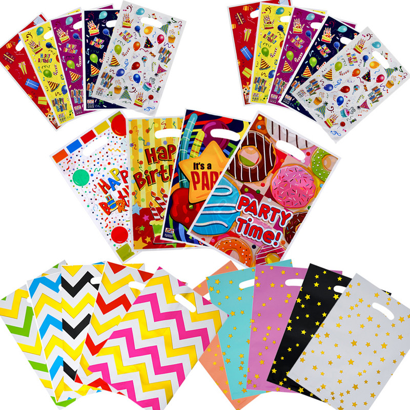 10/20/30 tk Värvitrükiga kinkekotid Pulma sünnipäevapeokotid Loot-kotid Pakkimiskotid lastele Sünnipäevakott