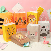 6Pcs Safari Animal Poklon vrećice za Zoo Jungle Birthday Party Baby Shower Wild One Rođendanska torba za suvenire Potrepštine za zabavu