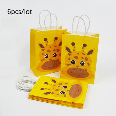 6Pcs Safari Animal Poklon vrećice za Zoo Jungle Birthday Party Baby Shower Wild One Rođendanska torba za suvenire Potrepštine za zabavu