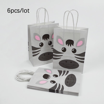 6Pcs Safari Animal Poklon vrećice za Zoo Jungle Birthday Party Baby Shower Wild One Rođendanska torba za suvenire Potrepštine za zabavu