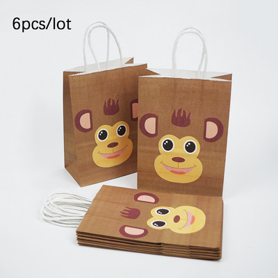 6Pcs Safari Animal Poklon vrećice za Zoo Jungle Birthday Party Baby Shower Wild One Rođendanska torba za suvenire Potrepštine za zabavu