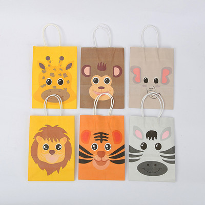 6Pcs Safari Animal Poklon vrećice za Zoo Jungle Birthday Party Baby Shower Wild One Rođendanska torba za suvenire Potrepštine za zabavu
