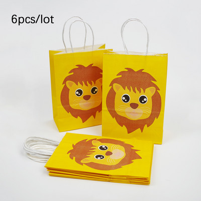 6Pcs Safari Animal Poklon vrećice za Zoo Jungle Birthday Party Baby Shower Wild One Rođendanska torba za suvenire Potrepštine za zabavu