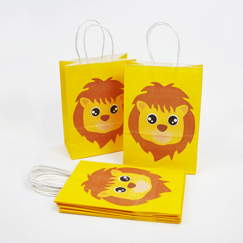 6Pcs Safari Animal Poklon vrećice za Zoo Jungle Birthday Party Baby Shower Wild One Rođendanska torba za suvenire Potrepštine za zabavu