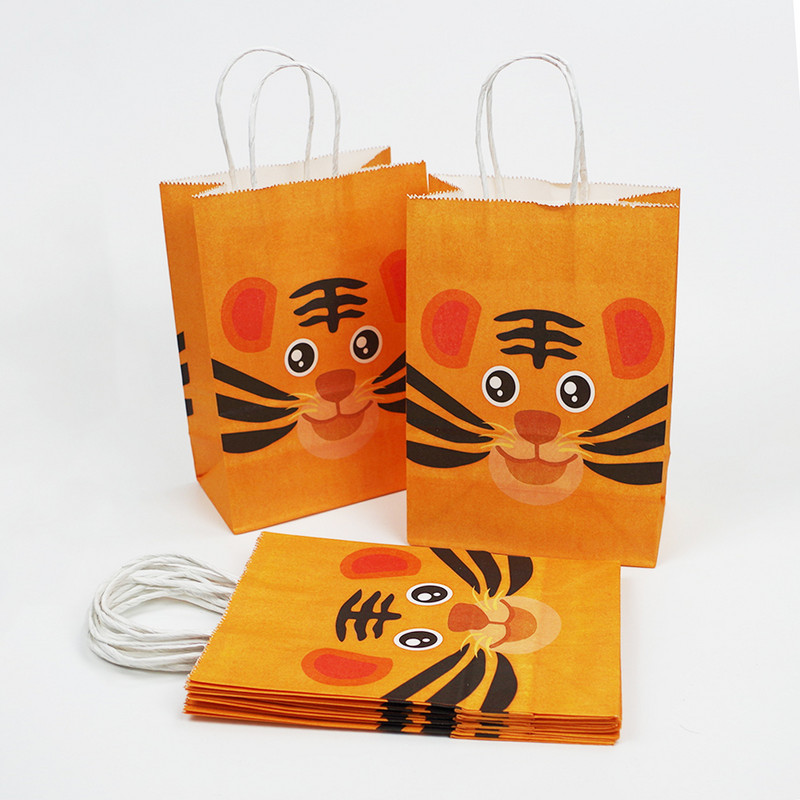 6Pcs Safari Animal Poklon vrećice za Zoo Jungle Birthday Party Baby Shower Wild One Rođendanska torba za suvenire Potrepštine za zabavu