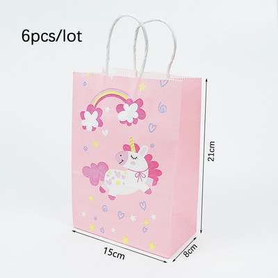 6Gb Vienradža papīra dāvanu maisiņš konfekšu kastīte Vienradža dzimšanas dienas ballītes dāvanu iesaiņošana saldā soma ballītes dekorācija popkorna kastīte bērna dzimšanas dienā