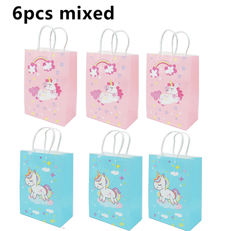 6Gb Vienradža papīra dāvanu maisiņš konfekšu kastīte Vienradža dzimšanas dienas ballītes dāvanu iesaiņošana saldā soma ballītes dekorācija popkorna kastīte bērna dzimšanas dienā