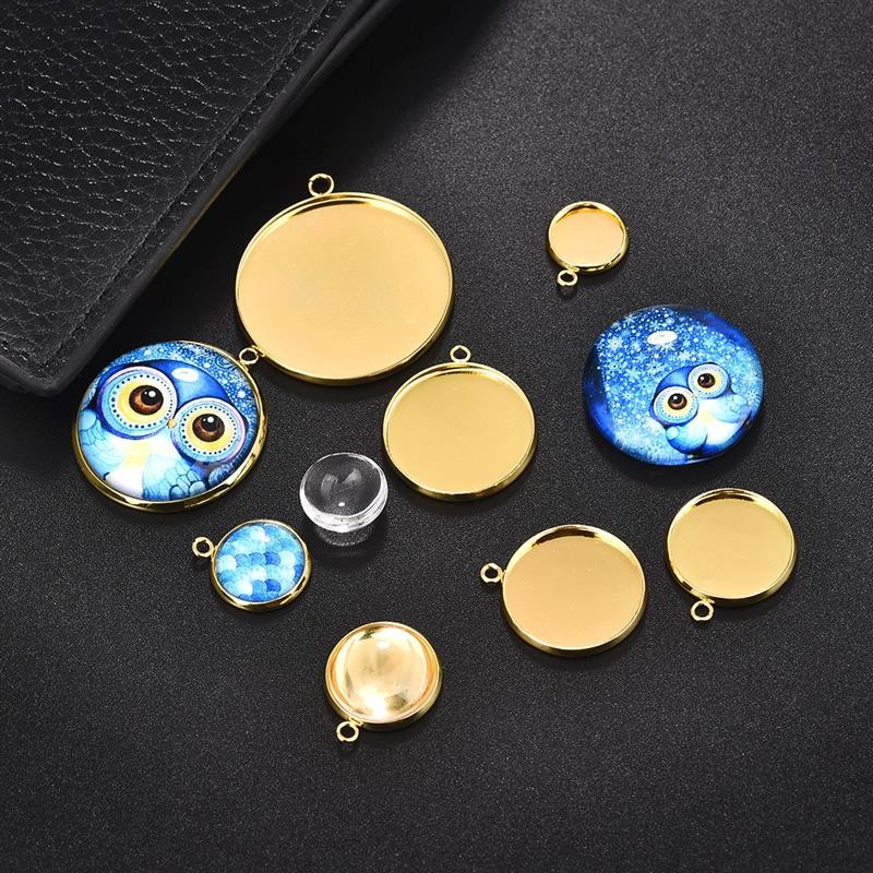 Cap cu fermoar DIY Baza din oțel inoxidabil cu un singur inel de aurPentru jachetă de îmbrăcăminte Artizanat cusut Cap cu fermoar realizat manual Rășină epoxidică