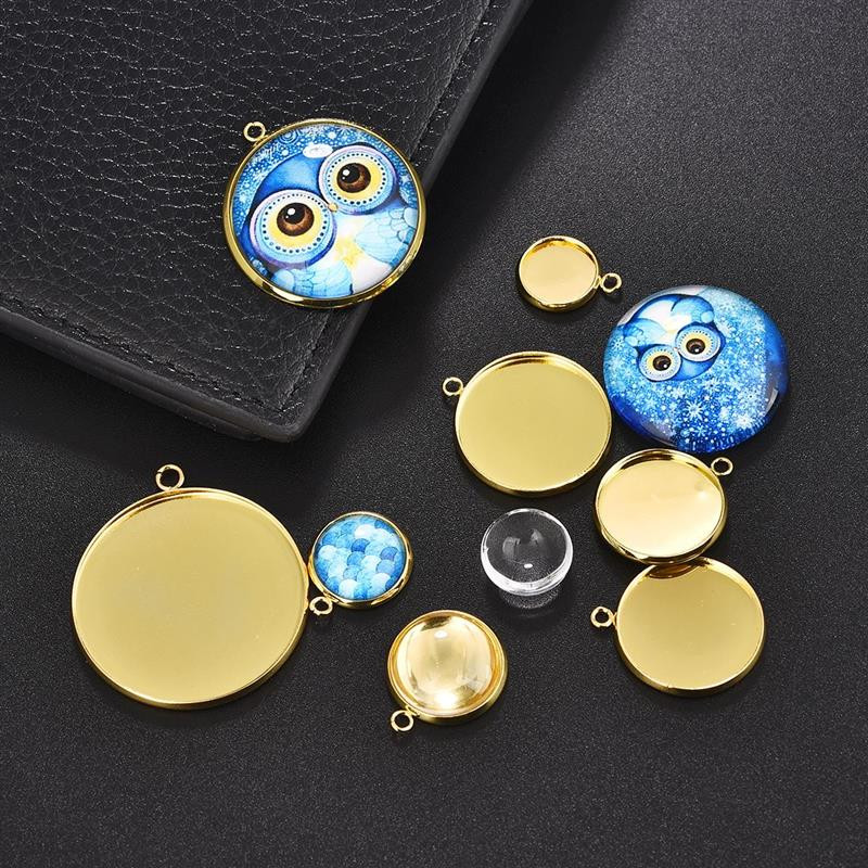 Cap cu fermoar DIY Baza din oțel inoxidabil cu un singur inel de aurPentru jachetă de îmbrăcăminte Artizanat cusut Cap cu fermoar realizat manual Rășină epoxidică