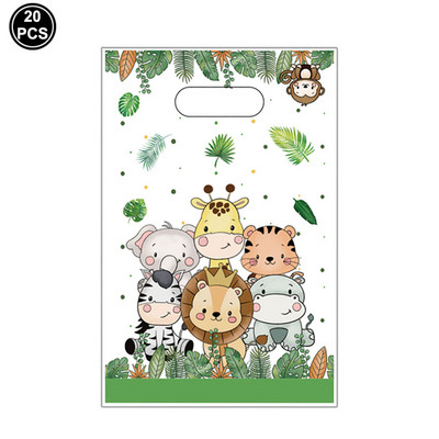 Jungle Safari Party ajándéktasakok Aranyos műanyag cukorka csemege táska partidíszek gyerekeknek Lányok születésnapjára Babazuhany parti kellékek