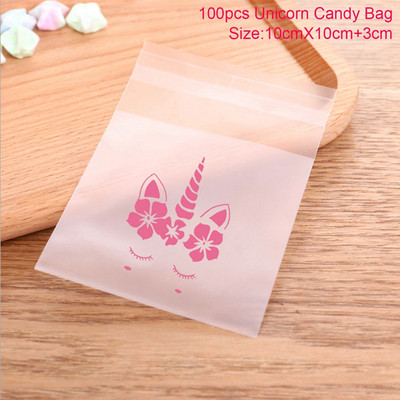 100 KOM Unicorn Cookie Bomboni Poklon vrećice Vjenčanje Rođendan Dekoracija Unicorn Party Favor Kids Unicornio Fiesta Supplies