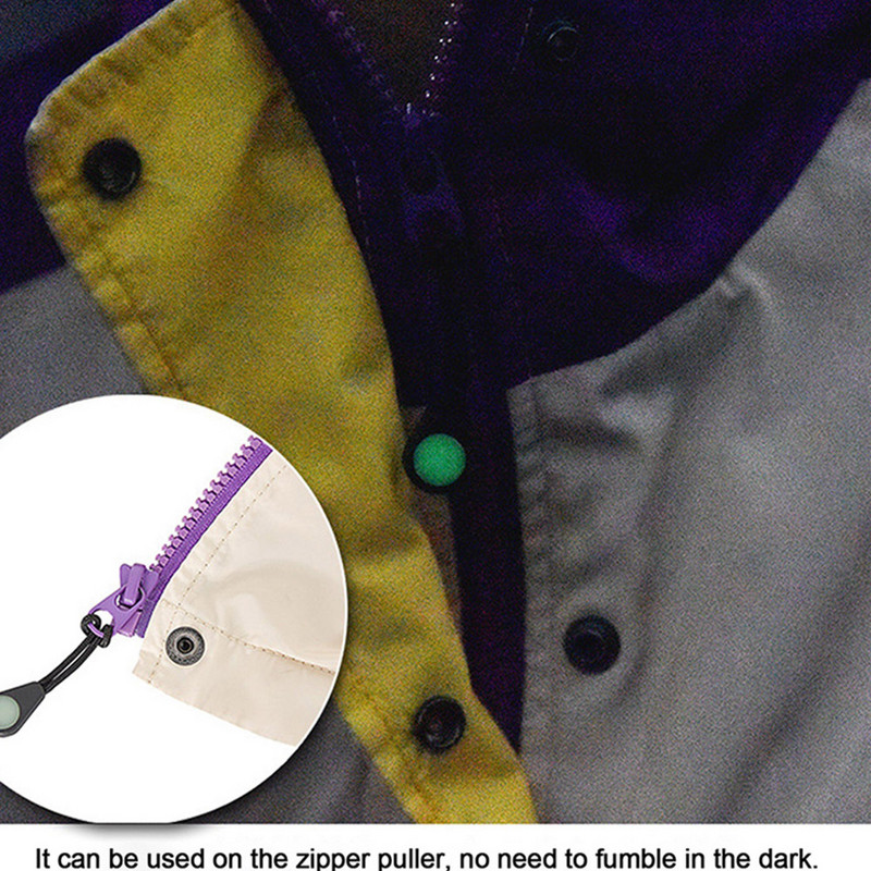 5/10 gab. Gaismas rāvējslēdzēja novilcēji mirdz tumšā naktī āra kempings pārgājienu rāvējslēdzēja pagarinājuma komplekts mugursomu teltij