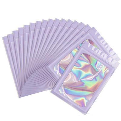 Pungi cu fermoar îngroșat de 13 dimensiuni, pungă de plastic de culoare laser holografică pentru bijuterii DIY, pungă de depozitare cu amănuntul, pungă cu fermoar fără gaură