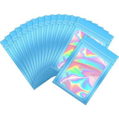 Pungi cu fermoar îngroșat de 13 dimensiuni, pungă de plastic de culoare laser holografică pentru bijuterii DIY, pungă de depozitare cu amănuntul, pungă cu fermoar fără gaură