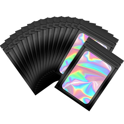 Pungi cu fermoar îngroșat de 13 dimensiuni, pungă de plastic de culoare laser holografică pentru bijuterii DIY, pungă de depozitare cu amănuntul, pungă cu fermoar fără gaură