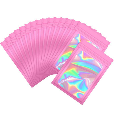 Pungi cu fermoar îngroșat de 13 dimensiuni, pungă de plastic de culoare laser holografică pentru bijuterii DIY, pungă de depozitare cu amănuntul, pungă cu fermoar fără gaură