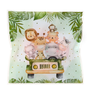 Džiunglių gyvūnų sausainių saldainių maišeliai Safari tema Dinozaurų gimtadienio vakarėlio dekoravimas Vaikams Laukiniai Vieno vakarėlio reikmenys Kūdikių dušo dovanų maišeliai