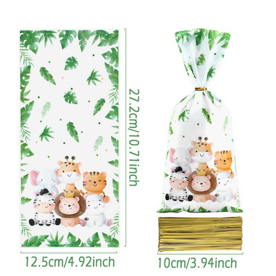 Džiunglių gyvūnų sausainių saldainių maišeliai Safari tema Dinozaurų gimtadienio vakarėlio dekoravimas Vaikams Laukiniai Vieno vakarėlio reikmenys Kūdikių dušo dovanų maišeliai