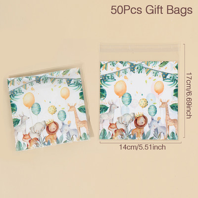 Džiunglių gyvūnų sausainių saldainių maišeliai Safari tema Dinozaurų gimtadienio vakarėlio dekoravimas Vaikams Laukiniai Vieno vakarėlio reikmenys Kūdikių dušo dovanų maišeliai