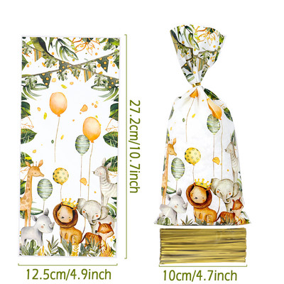 Džiunglių gyvūnų sausainių saldainių maišeliai Safari tema Dinozaurų gimtadienio vakarėlio dekoravimas Vaikams Laukiniai Vieno vakarėlio reikmenys Kūdikių dušo dovanų maišeliai