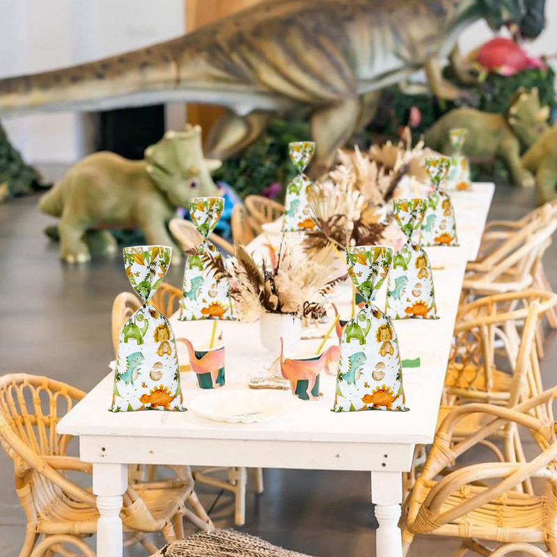 Džiunglių gyvūnų sausainių saldainių maišeliai Safari tema Dinozaurų gimtadienio vakarėlio dekoravimas Vaikams Laukiniai Vieno vakarėlio reikmenys Kūdikių dušo dovanų maišeliai