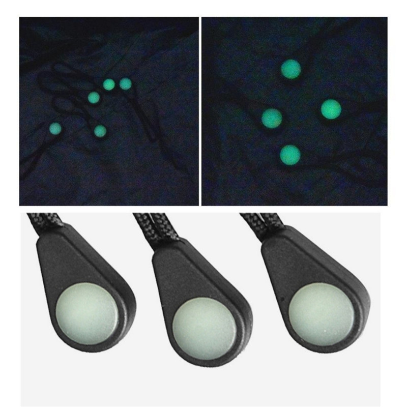 Šviečiantys užtrauktuko trauktuvai Švytinti tempimo laipiojimo virvė sagtis lauko stovyklavimui žygiams užtrauktuko traukimo rinkinys žymeklis kuprinės palapinės užtrauktukas