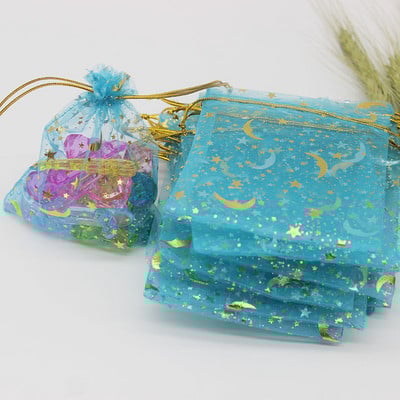 50 de bucăți geantă din organza de mai multe dimensiuni, cu trandafir cu inimă de fier, cu design special, pachet pentru cadouri pentru promovarea nunții, pachet de bijuterii cu bomboane