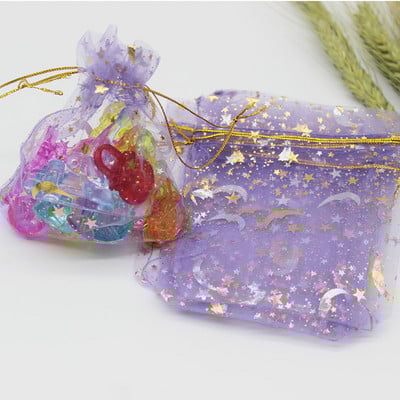 50 de bucăți geantă din organza de mai multe dimensiuni, cu trandafir cu inimă de fier, cu design special, pachet pentru cadouri pentru promovarea nunții, pachet de bijuterii cu bomboane