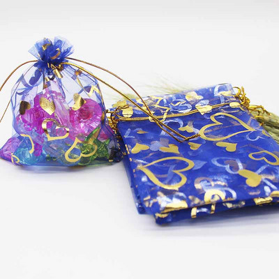 50 de bucăți geantă din organza de mai multe dimensiuni, cu trandafir cu inimă de fier, cu design special, pachet pentru cadouri pentru promovarea nunții, pachet de bijuterii cu bomboane