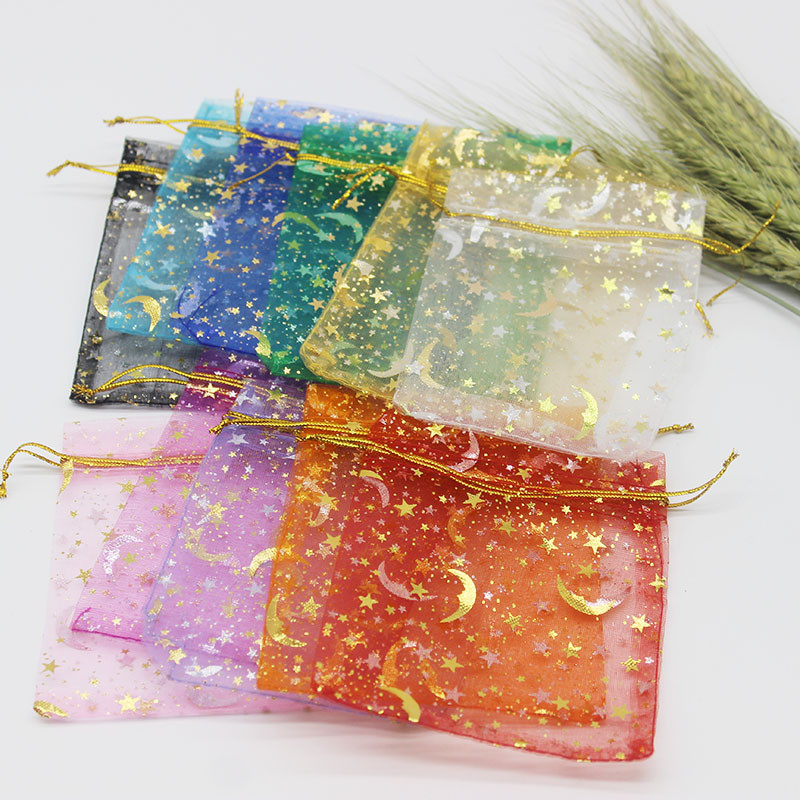 50 de bucăți geantă din organza de mai multe dimensiuni, cu trandafir cu inimă de fier, cu design special, pachet pentru cadouri pentru promovarea nunții, pachet de bijuterii cu bomboane