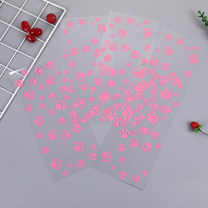 Dāvanu iesaiņošanas maisiņš opp caurspīdīgs apdrukāts cepamais cepums plakana kabata kucēna ķepas apdrukas raksts vienreizējās lietošanas ballīšu konfekšu iesaiņojuma maisiņš