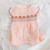 Κουτάβι Floral Κέντημα Τσάντα κοιλιά Ρούχα για κατοικίδια Ρούχα κλιματισμού Μικρές και μεσαίες πιτζάμες για σκύλους Fairy pink ρούχα για σκύλους