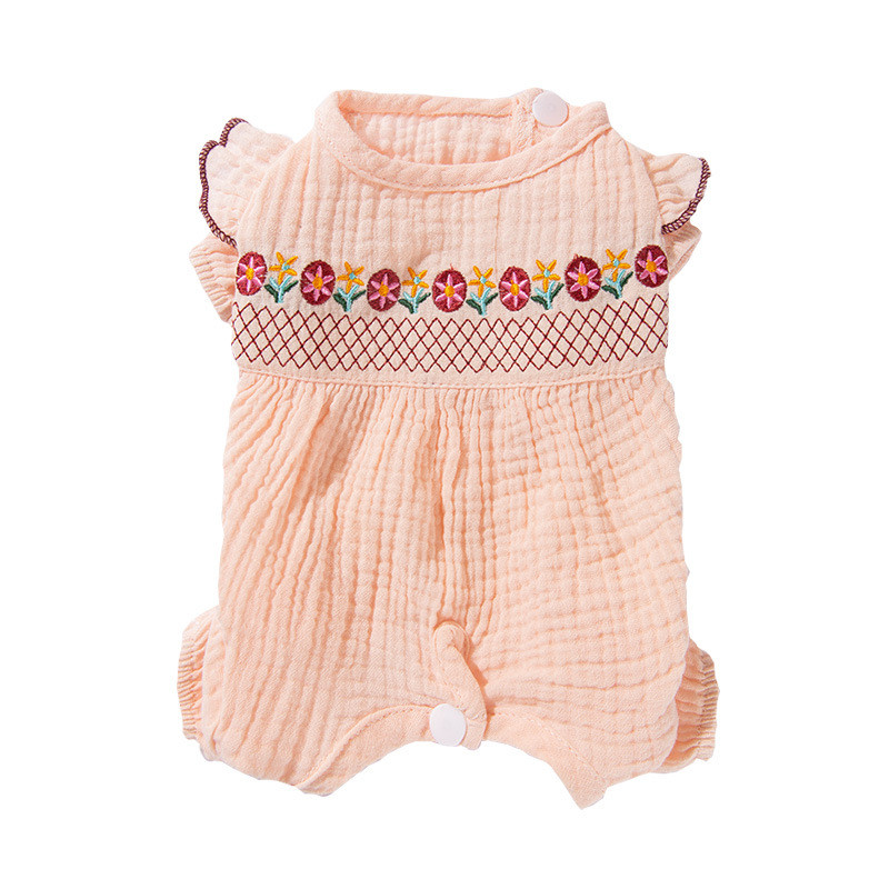 Κουτάβι Floral Κέντημα Τσάντα κοιλιά Ρούχα για κατοικίδια Ρούχα κλιματισμού Μικρές και μεσαίες πιτζάμες για σκύλους Fairy pink ρούχα για σκύλους