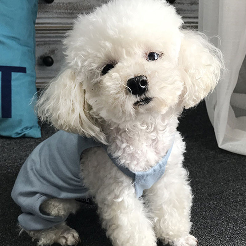 Pamut kutyapizsama, 4 lábú, kisállatruházat, mellény póló szőrgolyóval PJS kiskutya macska pizsama könnyű kis kutyáknak, uszkárnak