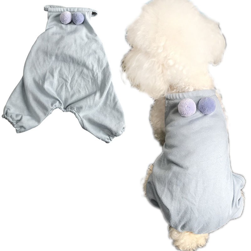 Pamut kutyapizsama, 4 lábú, kisállatruházat, mellény póló szőrgolyóval PJS kiskutya macska pizsama könnyű kis kutyáknak, uszkárnak