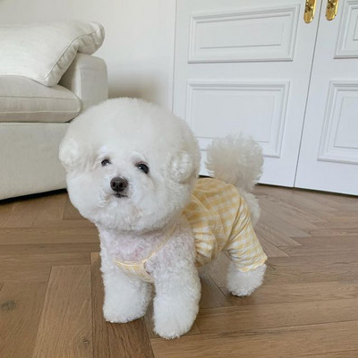 Kelnaitės Plaid Kombinezonai Naminių gyvūnėlių drabužiai Šunys Keturkojai Šunų Drabužiai Kostiumas Prancūzų buldogas Spaudiniai Mieli vasariniai smėlio spalvos berniukų talismanai