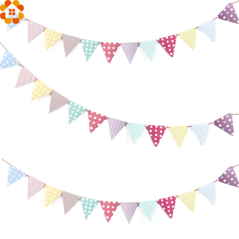 1 Rinkinys spalvingos popierinės vėliavėlės reklamjuostės ir vėliavėlės Girliandos Gėlėtos banderolės, „pasidaryk pats“ vaikų gimtadienio / vestuvių vakarėlio dekoravimo reikmenys