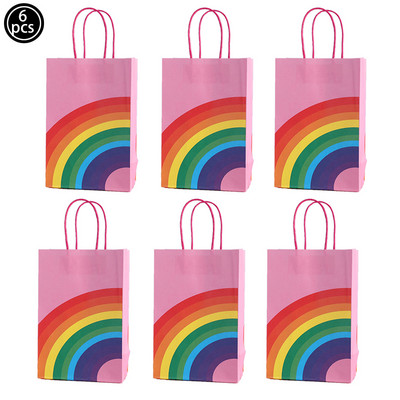 Szivárványos cukorka doboz Ajándéktáska Édességek Csomagoló táska esküvői baba zuhany gyerek születésnap Szivárvány party dekoráció Papír Csomagoló táska