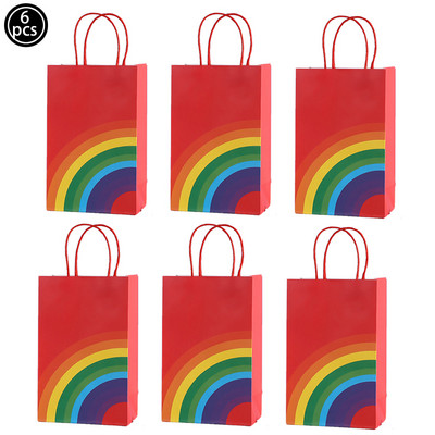 Szivárványos cukorka doboz Ajándéktáska Édességek Csomagoló táska esküvői baba zuhany gyerek születésnap Szivárvány party dekoráció Papír Csomagoló táska