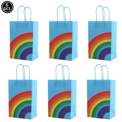 Szivárványos cukorka doboz Ajándéktáska Édességek Csomagoló táska esküvői baba zuhany gyerek születésnap Szivárvány party dekoráció Papír Csomagoló táska