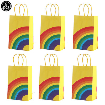 Szivárványos cukorka doboz Ajándéktáska Édességek Csomagoló táska esküvői baba zuhany gyerek születésnap Szivárvány party dekoráció Papír Csomagoló táska
