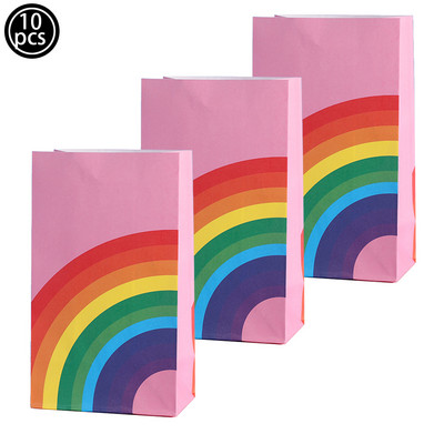 Szivárványos cukorka doboz Ajándéktáska Édességek Csomagoló táska esküvői baba zuhany gyerek születésnap Szivárvány party dekoráció Papír Csomagoló táska