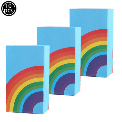 Szivárványos cukorka doboz Ajándéktáska Édességek Csomagoló táska esküvői baba zuhany gyerek születésnap Szivárvány party dekoráció Papír Csomagoló táska