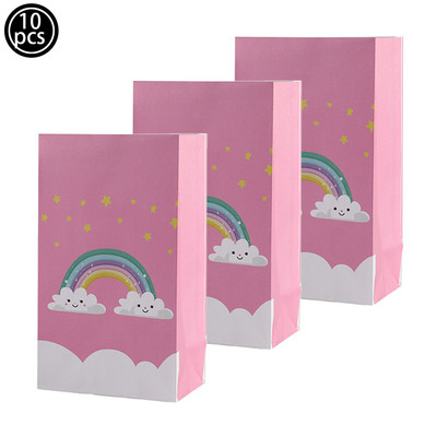 Szivárványos cukorka doboz Ajándéktáska Édességek Csomagoló táska esküvői baba zuhany gyerek születésnap Szivárvány party dekoráció Papír Csomagoló táska