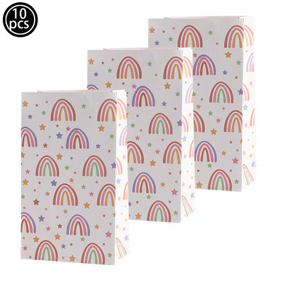 Szivárványos cukorka doboz Ajándéktáska Édességek Csomagoló táska esküvői baba zuhany gyerek születésnap Szivárvány party dekoráció Papír Csomagoló táska