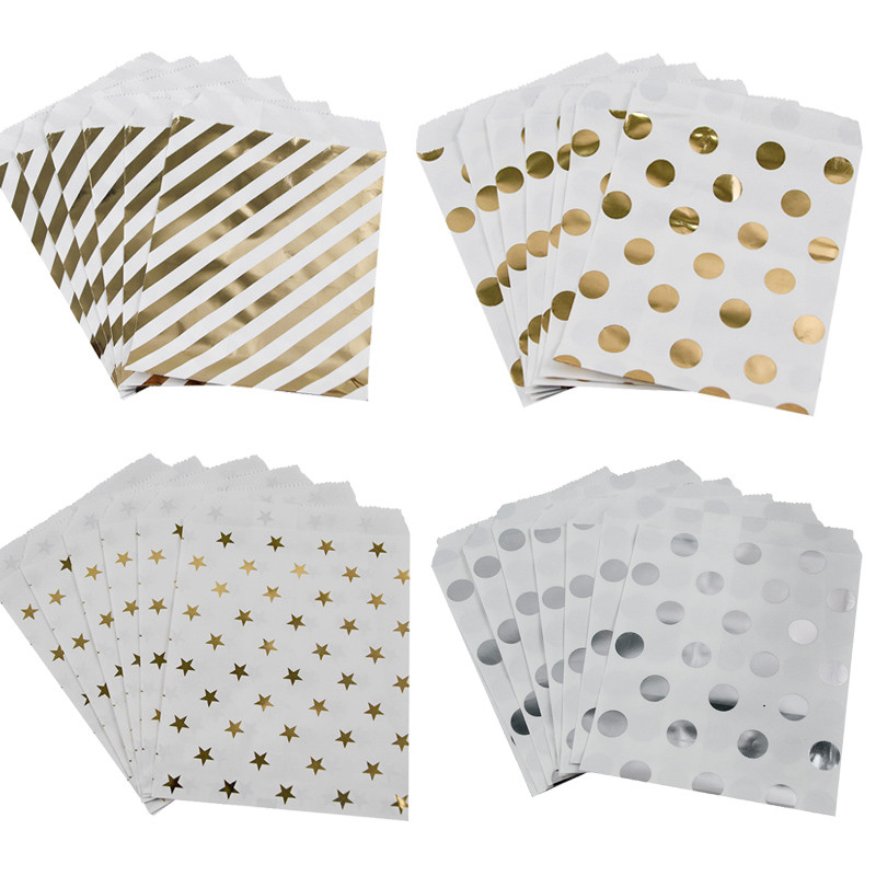 20 bucăți saci tip bufet cu bomboane, auriu roz, argint