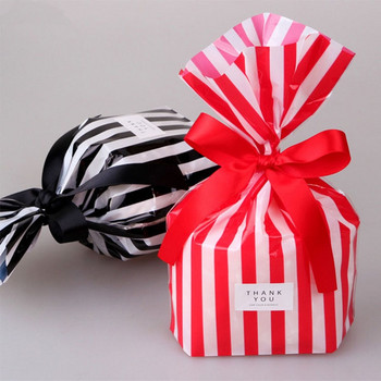 10 τμχ Stripe Candy Bag DIY Baby Shower Πλαστικές τσάντες δώρου για μπισκότα μπισκότων Σνακ συσκευασίας τσάντα ψησίματος Φεστιβάλ Προμήθειες